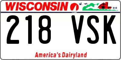WI license plate 218VSK