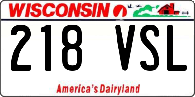 WI license plate 218VSL