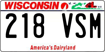 WI license plate 218VSM