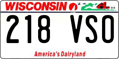 WI license plate 218VSO