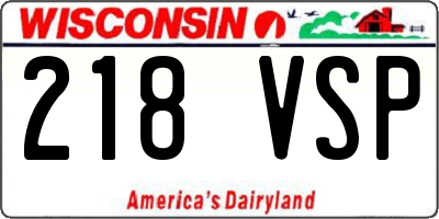 WI license plate 218VSP