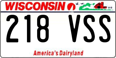 WI license plate 218VSS