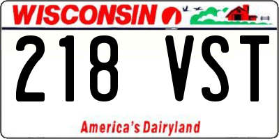 WI license plate 218VST