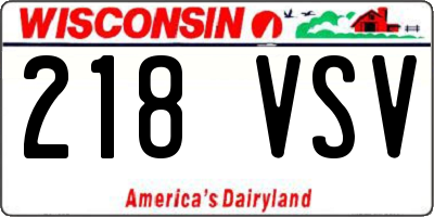 WI license plate 218VSV