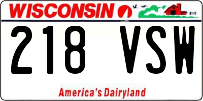 WI license plate 218VSW