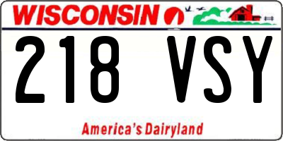 WI license plate 218VSY