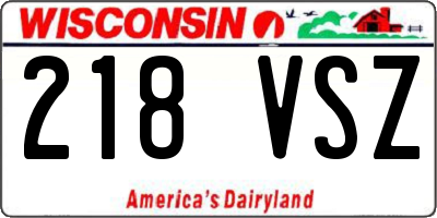 WI license plate 218VSZ
