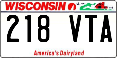 WI license plate 218VTA