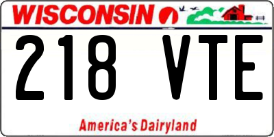 WI license plate 218VTE