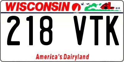 WI license plate 218VTK