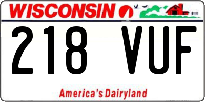 WI license plate 218VUF