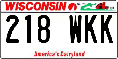WI license plate 218WKK