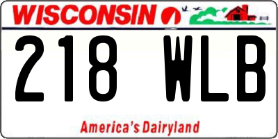WI license plate 218WLB