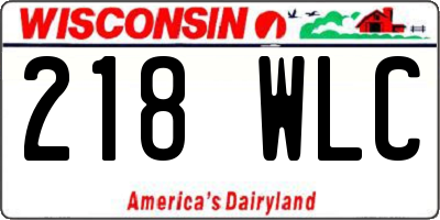 WI license plate 218WLC