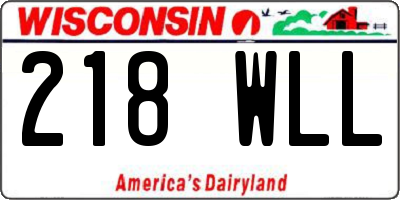 WI license plate 218WLL