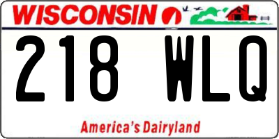 WI license plate 218WLQ