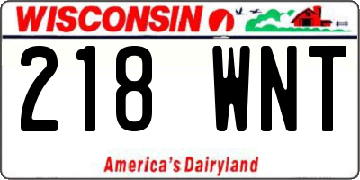 WI license plate 218WNT