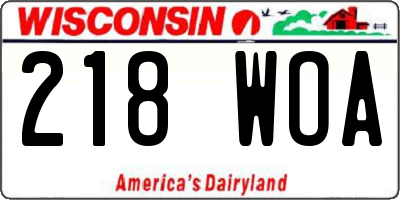 WI license plate 218WOA