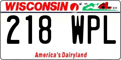 WI license plate 218WPL