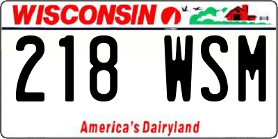 WI license plate 218WSM
