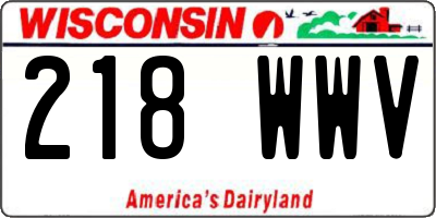 WI license plate 218WWV