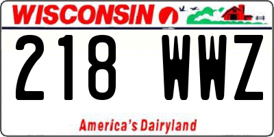 WI license plate 218WWZ
