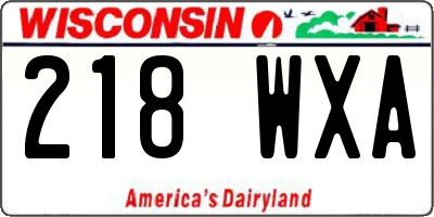 WI license plate 218WXA