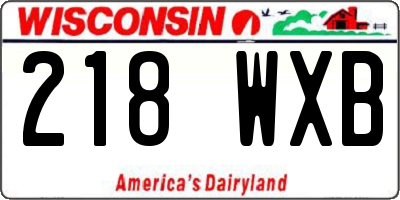 WI license plate 218WXB