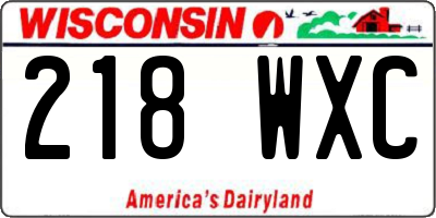WI license plate 218WXC