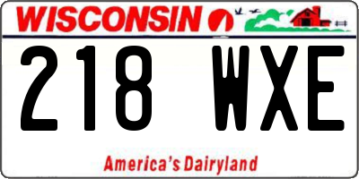 WI license plate 218WXE