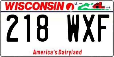 WI license plate 218WXF