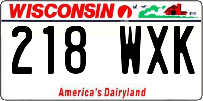 WI license plate 218WXK