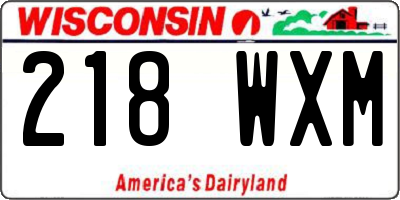 WI license plate 218WXM