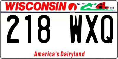 WI license plate 218WXQ