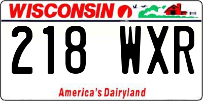 WI license plate 218WXR