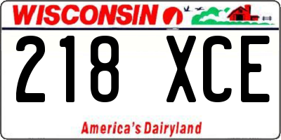 WI license plate 218XCE