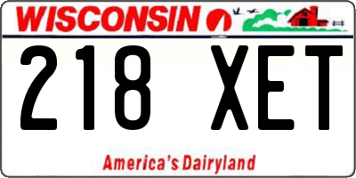 WI license plate 218XET