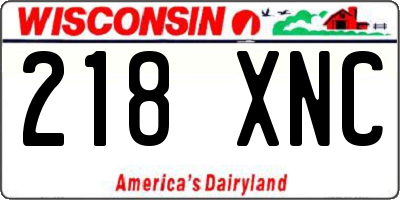WI license plate 218XNC