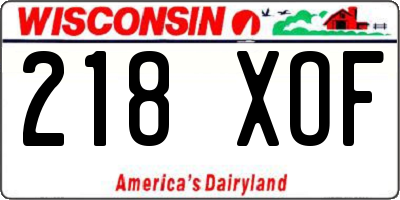 WI license plate 218XOF