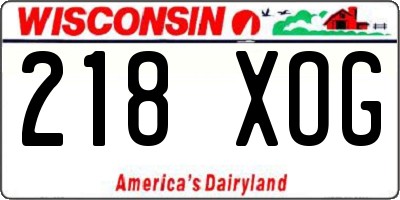 WI license plate 218XOG
