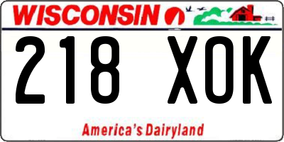 WI license plate 218XOK