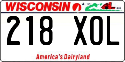 WI license plate 218XOL