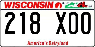 WI license plate 218XOO