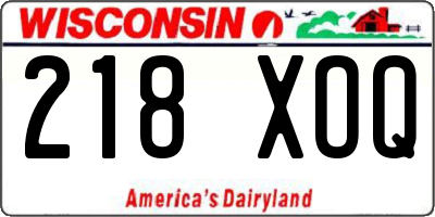 WI license plate 218XOQ