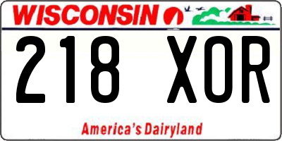 WI license plate 218XOR