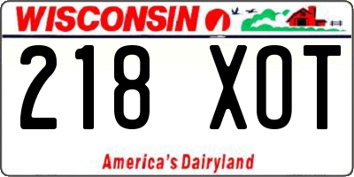WI license plate 218XOT