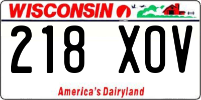 WI license plate 218XOV