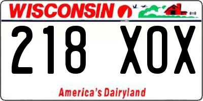 WI license plate 218XOX