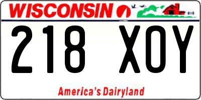 WI license plate 218XOY