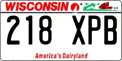 WI license plate 218XPB